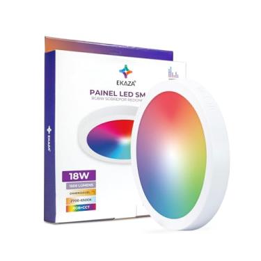 Imagem de EKAZA Painel de LED Inteligente Wi-Fi e Bluetooth de Sobrepor Redondo RGB + Dimmer, 18W, 1500L, 2700k-6500k, Compatível com Google Assistente e Amazon Alexa - EKHM-T2018SR