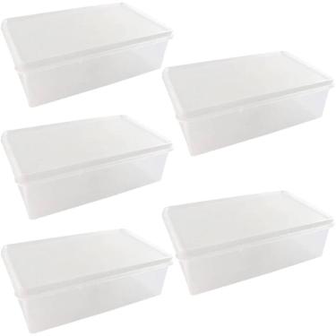 Imagem de Kit 5 Caixas Organizadoras 3,5L Tampa Hermética Empilhável Plasvale Closet