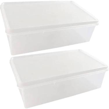 Imagem de Kit 2 Caixas Organizadoras Plásticas 3,5L Empilhável com Tampa Plasvale Multiuso