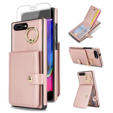 Imagem de Asuwish Capa de celular para iPhone 7 Plus, 8 Plus, 7/8 Plus, capa de celular com protetor de tela de vidro temperado, anel com bloqueio de RFID, compartimento para cartão i Phone7s 7s + 7+ 8s 8+