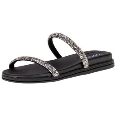 Imagem de Rasteirinha Feminina Tira Strass Papete Beira Rio (34, Preto)