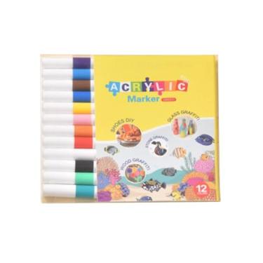 Imagem de Conjunto de canetas marcadoras acrílicas para pintura de graffiti à prova d'água - 12 cores