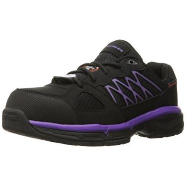Imagem de Skechers for Work Tênis feminino antiderrapante Conroe Kriel, Preto/roxo, 34