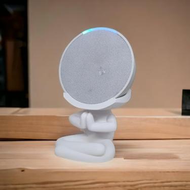 Imagem de Suporte Alexa Echo POP. Escultura Robert Plant Meditando, Gato, cachorro, Violão, entre outros - Presente, decoração Amazon