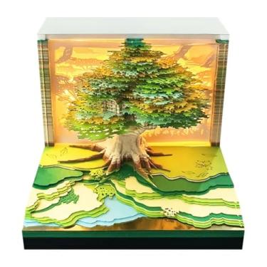 Imagem de Calendário 3D, calendário de arte 3D, blocos de notas 3D, arte de papel, linda casa na árvore Sakura, calendário 3D, calendário de mesa criativo, acessórios de mesa, presentes de escritório, para