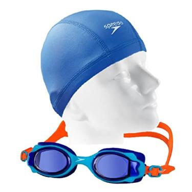 Imagem de Kit Natação Óculos Speedo Lappy Infantil + Touca Xtrafit Jr Tecido Confortável 4 a 12 Anos (Óculos Azul + Touca Azul)