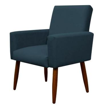 Imagem de Cadeira Poltrona Sala Escritorio Recepção Nina Suede Herrero, Azul Mar