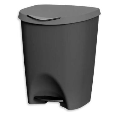 Imagem de Lixeira Preta 7,5 Litros Com Pedal Cozinha Banheiro Office - Usual Uti