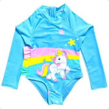 Imagem de Maiô Meninas Manga Longa Infantil Bebe Com Proteção Uv50 Maio - Anj Mo