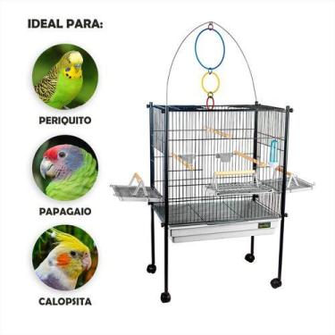 Imagem de Viveiro Gaiola Calopsita com Rodinhas Preto - Jel Plast, Branco