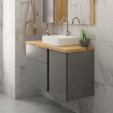 Imagem de Gabinete para Banheiro 1 Porta 2 Gavetas Castellon - Darabas Agardi