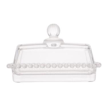 Imagem de Manteigueira De Cristal Com Tampa Pearl Transparente 10,6cm X 10,6cm X