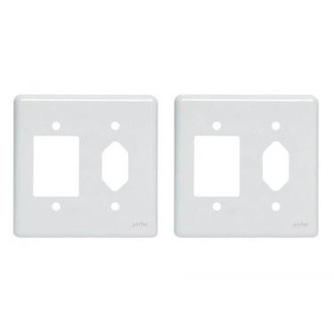 Imagem de Kit C/2 - Placa Perlex Branca 4X4 (3 Saida+Tomada) 23Pl3/1T, Branco