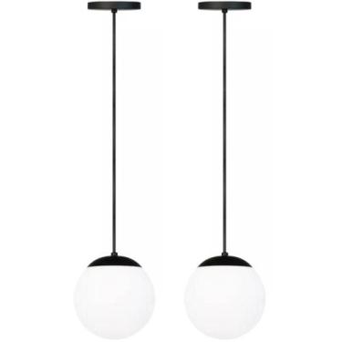 Imagem de 2 x Luminárias Lustre Pendente 2m Jabuticaba Globo Vidro 15cm Metal Te