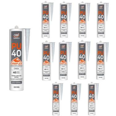 Imagem de Kit 12 Cola Pu40 Flex Silicone Selante 380g Orbi Cinza - Orbi Quimica 