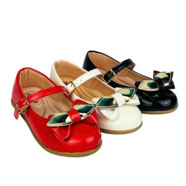 Imagem de Kit Com 3 Pares Sapatilha Infantil Menina Boneca Verniz Confortável SP