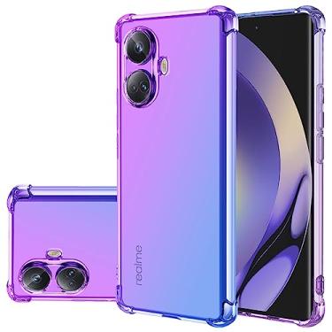 Imagem de Gufuwo Capa para Realme 10 Pro+ 5G/Realme 10 Pro Plus linda capa para meninas e mulheres, capa protetora à prova de choque de TPU macio antiarranhões gradiente para Oppo Realme 10 Pro+ (roxo/azul)