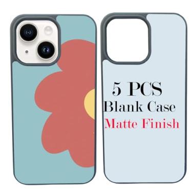 Imagem de JUSTRY Capa de telefone em branco com sublimação de 5 peças projetada para iPhone 15, 6,1 polegadas, borracha macia + inserção de alumínio fosco, impressão personalizada, capa protetora antiderrapante