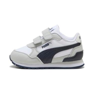 Imagem de PUMA Tênis infantil unissex St Runner Hook and Loop, Puma Branco - azul marinho - cinza claro, 18
