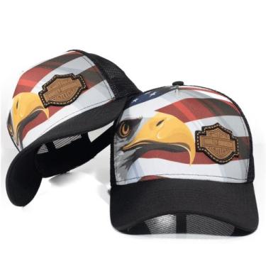 Imagem de Boné Trucker Aba Curva Harley-davidson Forrado Motor Motos Linha Premi