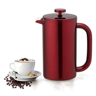 Imagem de Highwin Prensa francesa - êmbolo para cafeteira de aço inoxidável com isolamento de parede dupla (vermelho)