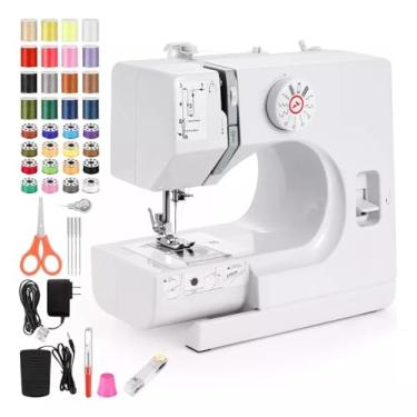 Imagem de LuxLam Mini máquina de costura,máquina de costura elétrica portátil para iniciantes,velocidade dupla de 12 pontos com pedal e kit de costura de 42 peças,fácil de usar,110V-220V