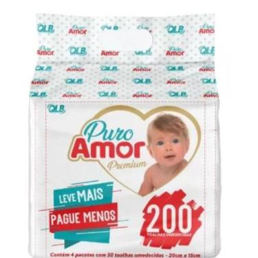Imagem de Kit 200 Toalha / Lenços Umedecidos Premium Puro Amor Pack Com 50 Unida