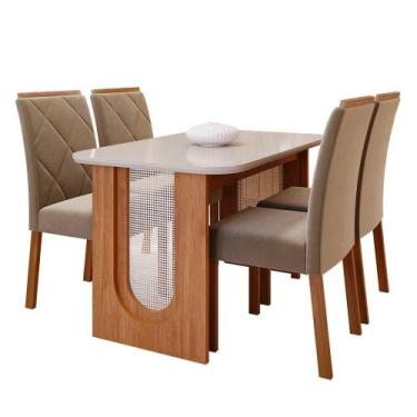 Imagem de Kit de Jantar Mesa Valentina 1,30 com 4 Cadeiras Fernanda Wood Cinamom