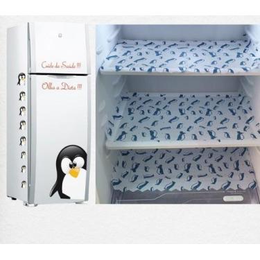 Imagem de Kit 3 Toalhas Para Geladeira Pinguim + Adesivo Decorativo Pinguim Diet
