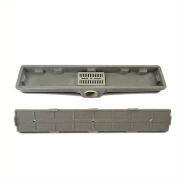 Imagem de Ralo linear oculto invisível composto em fibra 10x50 cm - molduflex 