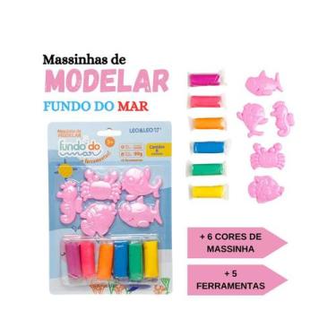 Imagem de Kit Massinha de Modelar Fundo do Mar + Ferramentas Blister C/ 6 Unidad