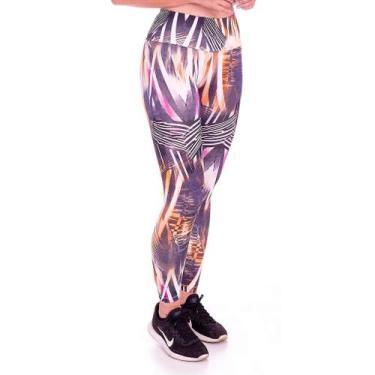 Imagem de Legging Suplex Básica Cintura Alta Estampada Multicor Feminino - Adora