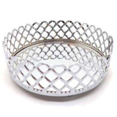 Imagem de Bandeja Espelhada Decorativa Prata Cozinha Lavabo Sala 12cm - Flash
