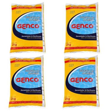 Imagem de 4 Sulfato De Alumínio Decantador P/ Piscinas Genco total 8kg