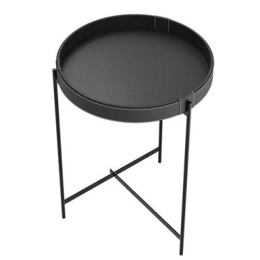 Imagem de Mesa Lateral Redonda material sintético 47x47x65 Decor Patrimar Preto