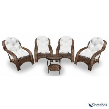Imagem de Conjunto Espreguiçadeira - 4 poltronas + 1 mesa redonda - Fabrica de S