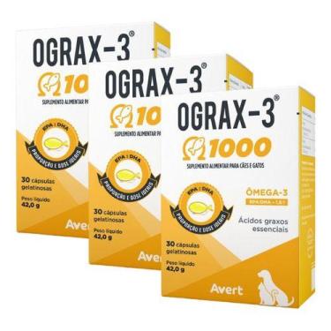 Imagem de 3 Ograx-3 1000mg 30 Capsulas Cães E Gatos Suplemento Alimentar