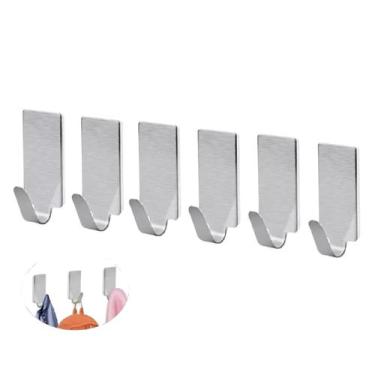 Imagem de 6 Ganchos Cabideiro Adesivo de Parede Cabide Inox Banheiro - Fx