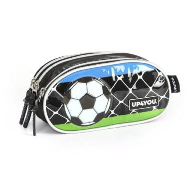 Imagem de Estojo Escolar Up4you Triplo 3 Ziper Bola De Futebol - Luxcel