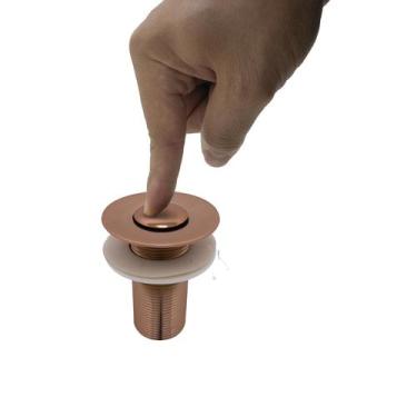 Imagem de Válvula Click Lavatório Banheiro Pia Rosé Gold Brilhante Metal Luxo - 