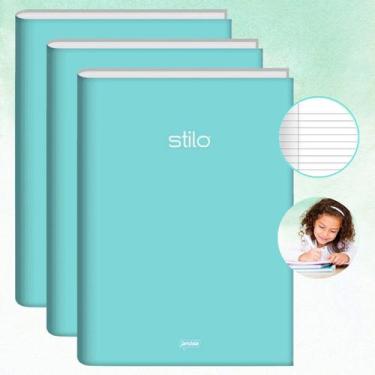 Imagem de Kit 3un Caderno Brochura Capa Dura Grande com Pauta 80fls Tons Pasteis