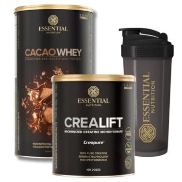Imagem de Combo Cacao Whey 30 doses + Crealift (Creapure) 300g + Coqueteleira 600ml - Essential Nutrition