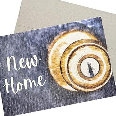 Imagem de Novo cartão de felicitações para casa ou apartamento com envelope (12 x 17 cm, mensagem elegante dentro) para casa, condomínio, moradia e inauguração de casa