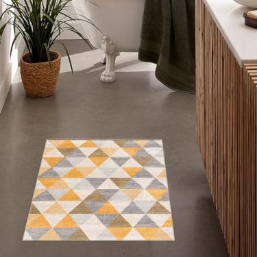 Imagem de RUG BRANCH Savannah Tapete geométrico de meados do século moderno amarelo bege para sala de estar, quarto e cozinha, tapete de destaque - 2' x 5' (2'7.6 cm x 4'17.8 cm)