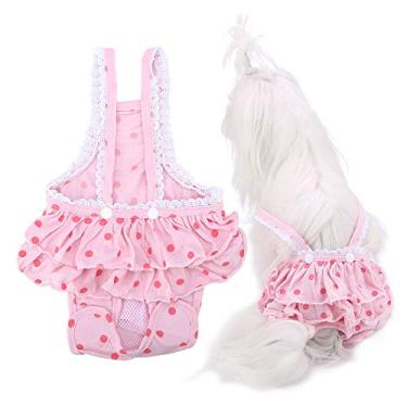 Imagem de Vestido para Cachorro de Estimação Akozon Sweet Polka Dot Com Alças, Calça de Fralda Fofa para Cães Pequenos – Roupa Elegante e Confortável para Cães (S)