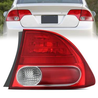 Imagem de Nilight Conjunto de lanterna traseira compatível com Honda Civic Sedan Hybrid DX EX GX LX 2006 2007 2008 de substituição da lâmpada traseira de 4 portas, estilo original, lado do passageiro