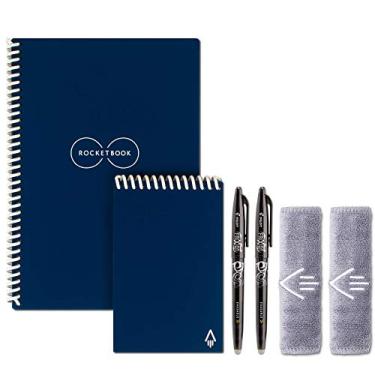 Imagem de Rocketbook Conjunto de notebook inteligente e reutilizável – Caderno ecológico com 2 canetas Pilot Frixion e 2 panos de microfibra incluídos – Capas azul meia-noite, executiva