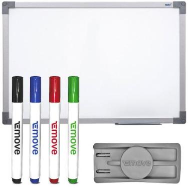 Imagem de Lousa Quadro Branco 120x90 Soft Alumínio + 4 Caneta Apagador - Stalo