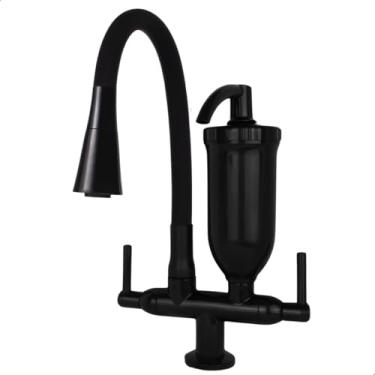 Imagem de SOFTINOX Torneira Filtro Gourmet Flexível Pia Cozinha Bancada Toda Preta Cone 2 Jatos