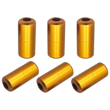 Imagem de Boguish 6 peças fechos de fivela de cadarço de alumínio elástico sem fecho de amarrar, tensor de renda, brilhante, Dourado, 0.71*0.31inch